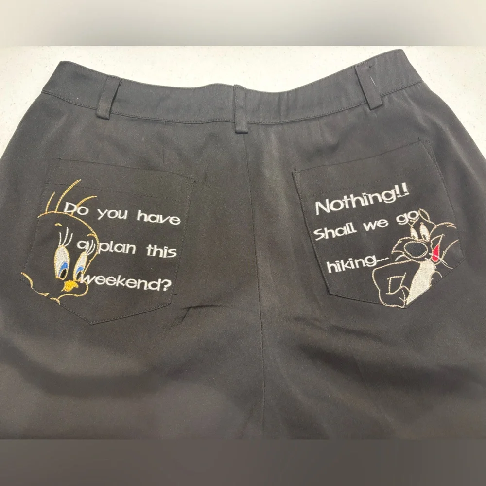 Enzoro Valentino Looney Tunes Embroidered Shorts‎ M Korea Tweety Sylvester